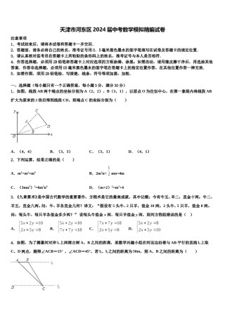 天津市河东区2024届中考数学模拟精编试卷含解析.doc