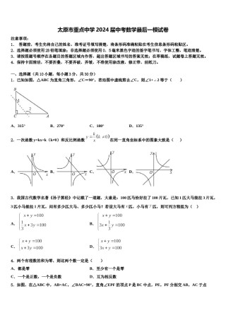 太原市重点中学2024届中考数学最后一模试卷含解析.doc