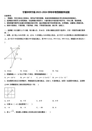 宁夏中学宁县2023-2024学年中考四模数学试题含解析.doc