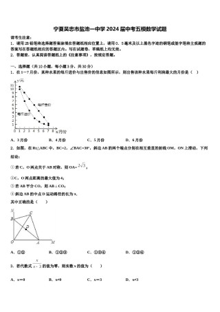 宁夏吴忠市盐池一中学2024届中考五模数学试题含解析.doc