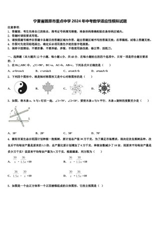 宁夏省固原市重点中学2024年中考数学适应性模拟试题含解析.doc