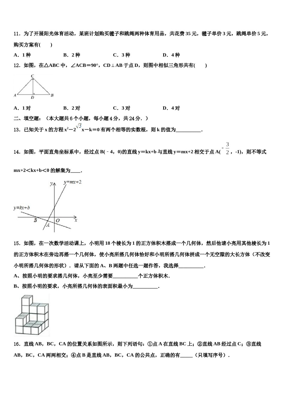宁夏省石嘴山市2023-2024学年中考数学全真模拟试卷含解析.doc_第3页