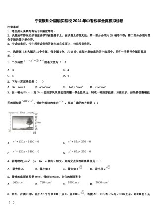 宁夏银川外国语实验校2024年中考数学全真模拟试卷含解析.doc