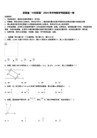 安徽省“六校联盟”2024年中考数学考前最后一卷含解析.doc