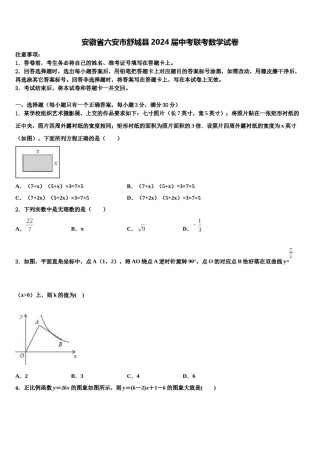 安徽省六安市舒城县2024届中考联考数学试卷含解析.doc
