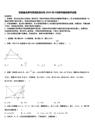 安徽省合肥市瑶海区部分校2024年十校联考最后数学试题含解析.doc