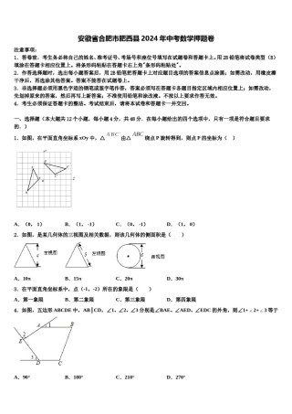 安徽省合肥市肥西县2024年中考数学押题卷含解析.doc