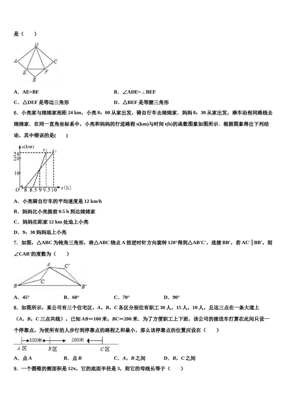 安徽省名校2024届中考数学全真模拟试卷含解析.doc_第2页