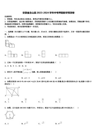 安徽省含山县2023-2024学年中考押题数学预测卷含解析.doc