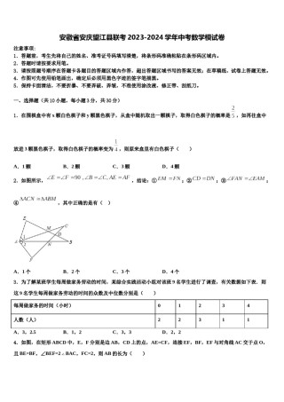 安徽省安庆望江县联考2023-2024学年中考数学模试卷含解析.doc