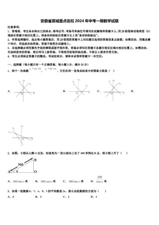 安徽省宣城重点名校2024年中考一模数学试题含解析.doc