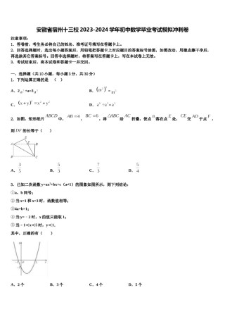 安徽省宿州十三校2023-2024学年初中数学毕业考试模拟冲刺卷含解析.doc