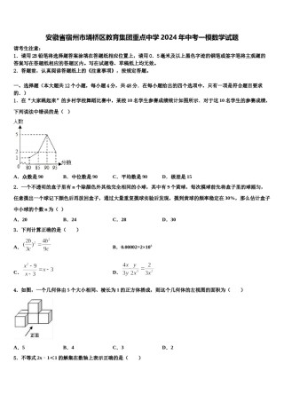 安徽省宿州市埇桥区教育集团重点中学2024年中考一模数学试题含解析.doc