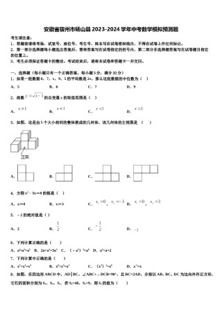 安徽省宿州市砀山县2023-2024学年中考数学模拟预测题含解析.doc