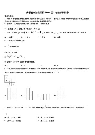 安徽省当涂县四校2024届中考数学模试卷含解析.doc