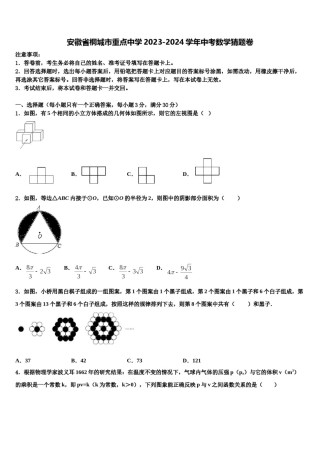 安徽省桐城市重点中学2023-2024学年中考数学猜题卷含解析.doc