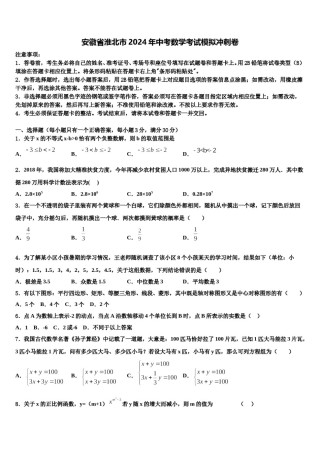 安徽省淮北市2024年中考数学考试模拟冲刺卷含解析.doc