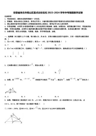安徽省淮北市相山区重点达标名校2023-2024学年中考猜题数学试卷含解析.doc