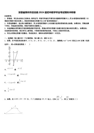 安徽省滁州市定远县2024届初中数学毕业考试模拟冲刺卷含解析.doc