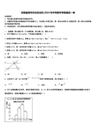 安徽省滁州市达标名校2024年中考数学考前最后一卷含解析.doc