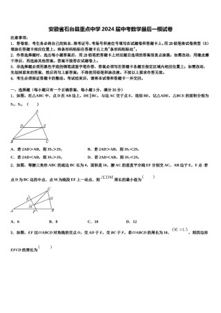安徽省石台县重点中学2024届中考数学最后一模试卷含解析.doc