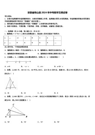 安徽省砀山县2024年中考数学五模试卷含解析.doc