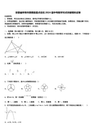安徽省蚌埠市固镇县重点名校2024届中考数学对点突破模拟试卷含解析.doc