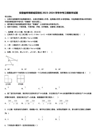 安徽省蚌埠新城实验校2023-2024学年中考三模数学试题含解析.doc