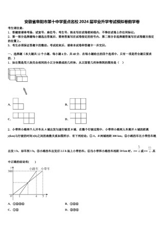 安徽省阜阳市第十中学重点名校2024届毕业升学考试模拟卷数学卷含解析.doc