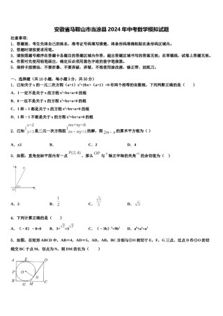 安徽省马鞍山市当涂县2024年中考数学模拟试题含解析.doc
