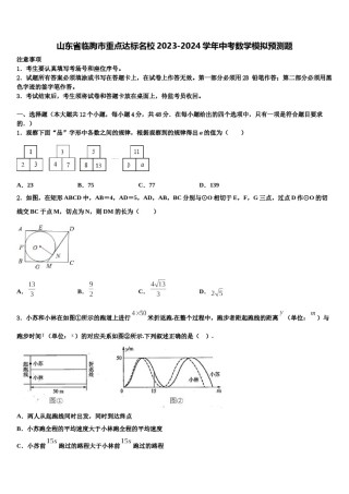 山东省临朐市重点达标名校2023-2024学年中考数学模拟预测题含解析.doc