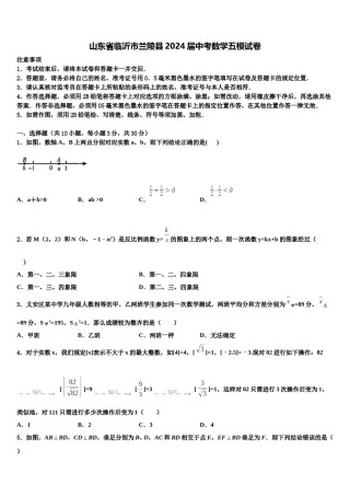 山东省临沂市兰陵县2024届中考数学五模试卷含解析.doc