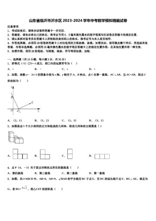 山东省临沂市沂水区2023-2024学年中考数学模拟精编试卷含解析.doc