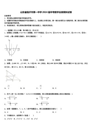 山东省临沂市第一中学2024届中考数学全真模拟试卷含解析.doc