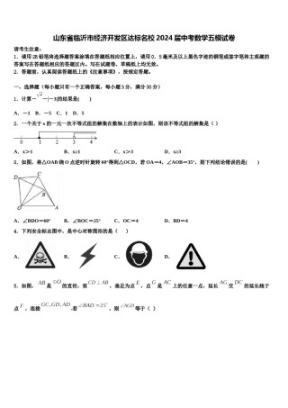 山东省临沂市经济开发区达标名校2024届中考数学五模试卷含解析.doc