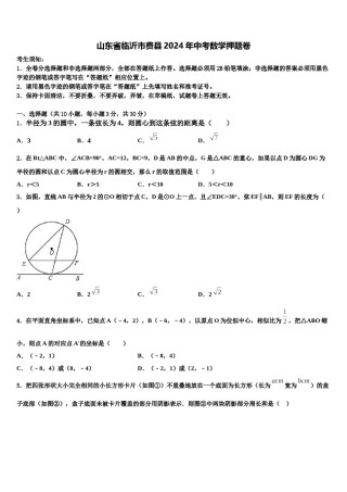 山东省临沂市费县2024年中考数学押题卷含解析.doc