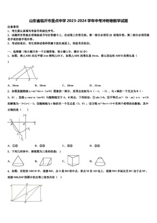 山东省临沂市重点中学2023-2024学年中考冲刺卷数学试题含解析.doc