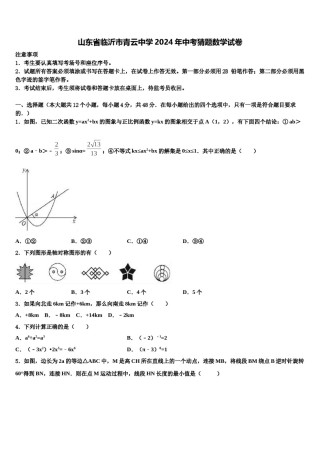 山东省临沂市青云中学2024年中考猜题数学试卷含解析.doc