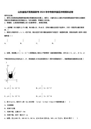 山东省临沂莒南县联考2024年中考数学最后冲刺模拟试卷含解析.doc