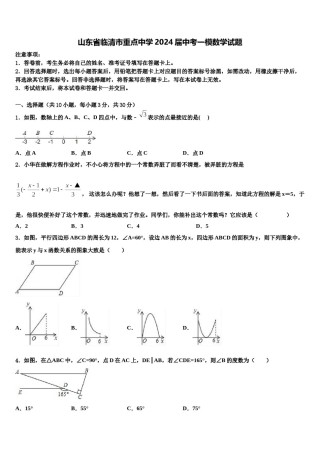 山东省临清市重点中学2024届中考一模数学试题含解析.doc