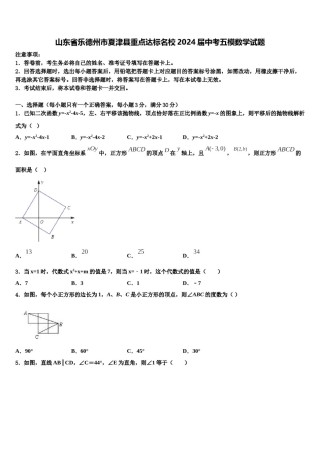 山东省乐德州市夏津县重点达标名校2024届中考五模数学试题含解析.doc
