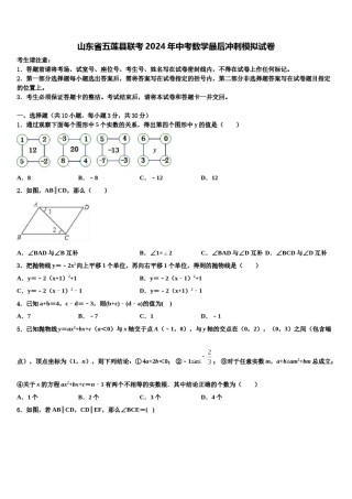 山东省五莲县联考2024年中考数学最后冲刺模拟试卷含解析.doc