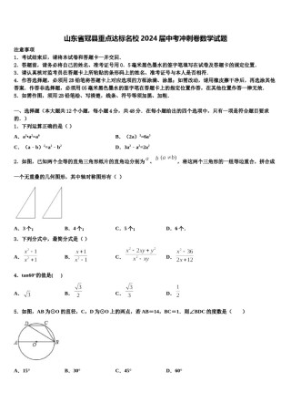 山东省冠县重点达标名校2024届中考冲刺卷数学试题含解析.doc