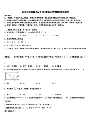 山东省垦利县2023-2024学年中考数学押题试卷含解析.doc