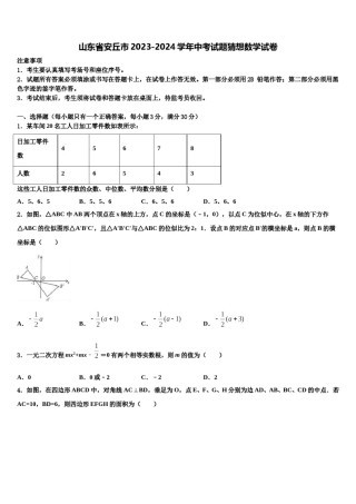 山东省安丘市2023-2024学年中考试题猜想数学试卷含解析.doc