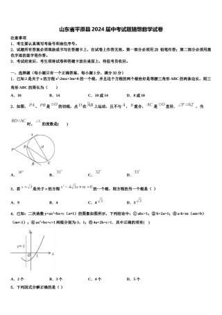山东省平原县2024届中考试题猜想数学试卷含解析.doc