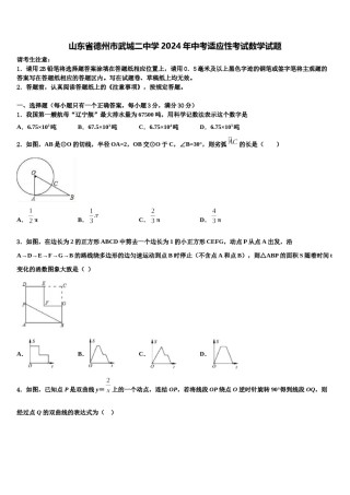 山东省德州市武城二中学2024年中考适应性考试数学试题含解析.doc