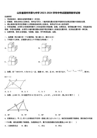 山东省德州市第七中学2023-2024学年中考试题猜想数学试卷含解析.doc