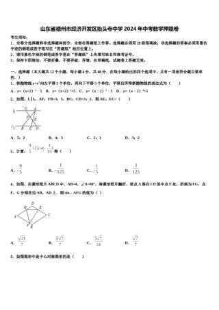 山东省德州市经济开发区抬头寺中学2024年中考数学押题卷含解析.doc