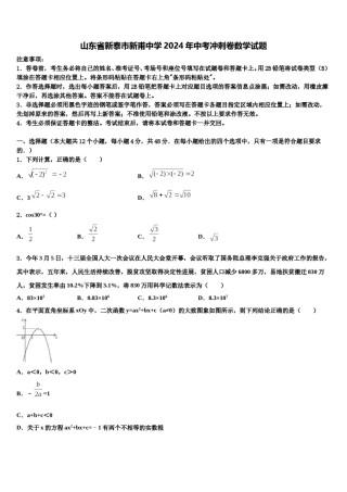 山东省新泰市新甫中学2024年中考冲刺卷数学试题含解析.doc